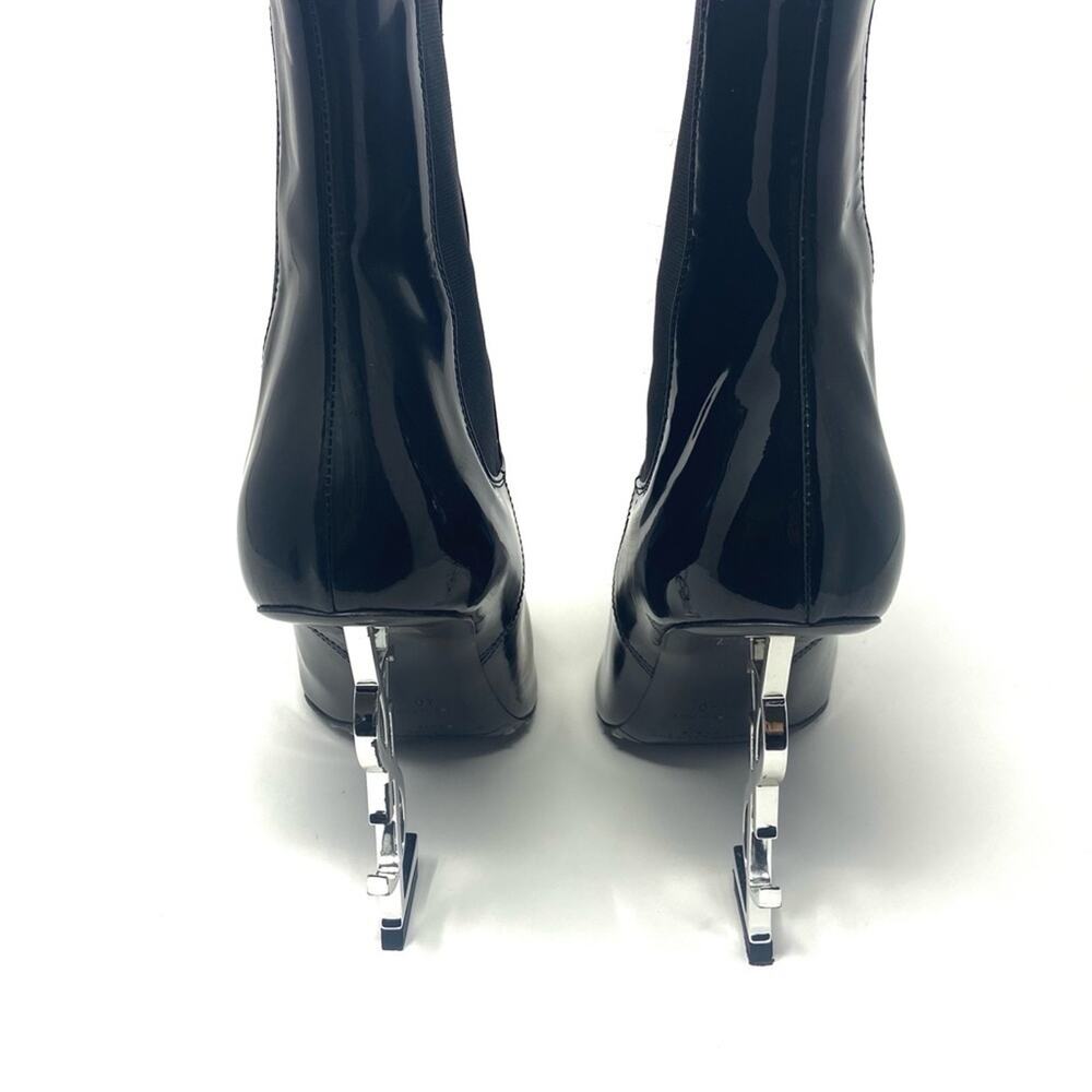 Saint Laurent Glossy Black Heeled Boots - Picture 7 of 13